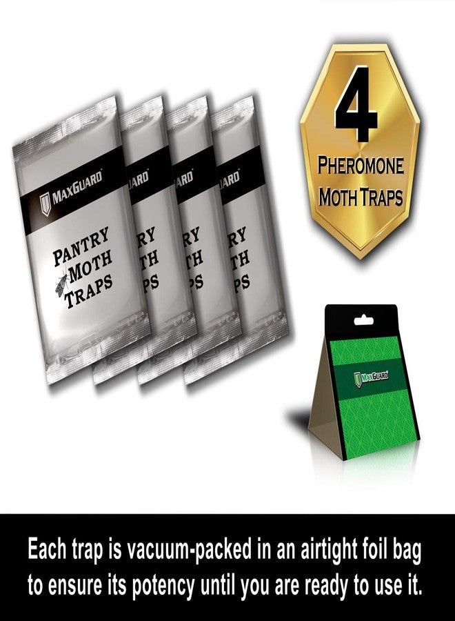 MaxGuard Pantry Moth Traps (4 Traps Trial Pack) Extra Strength Pheromones | Non-Toxic Sticky Glue Trap for Food and Cupboard Moths in Your Kitchen | Trap and Kill Seed Grain Flour Meal Moths | - Image 5